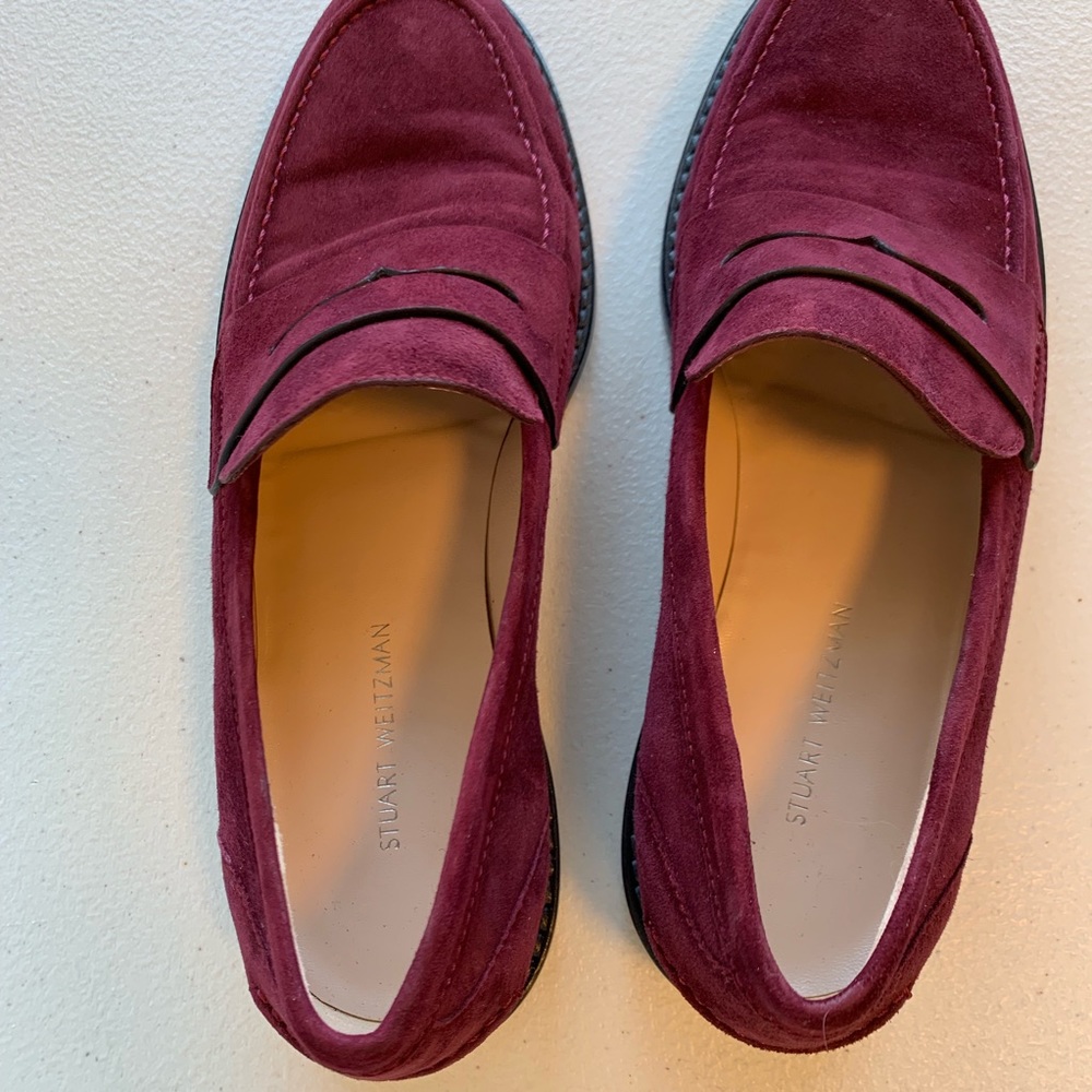 Stuart Weitzman Purple Suede Slip On Loafers - Picture 5 of 8